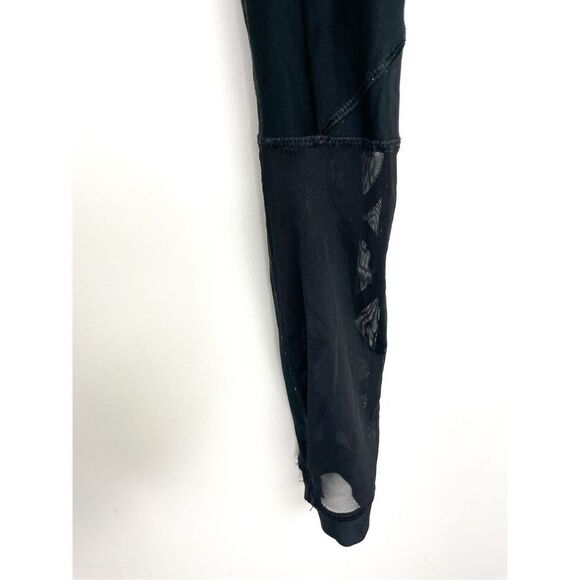 RBX Black Mesh Cross Strap Design 7/8 Leggings - Picture 3 of 10
